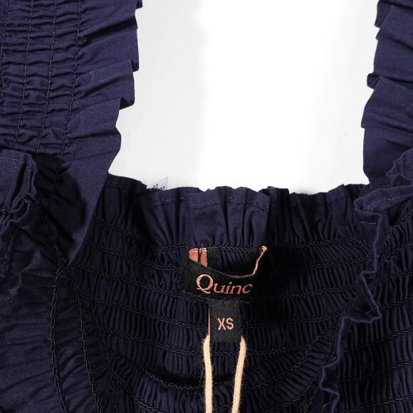 New Quince Women’s Navy Organic Cotton Poplin Smocked Midi Dress Maternity XS - Picture 5 of 10